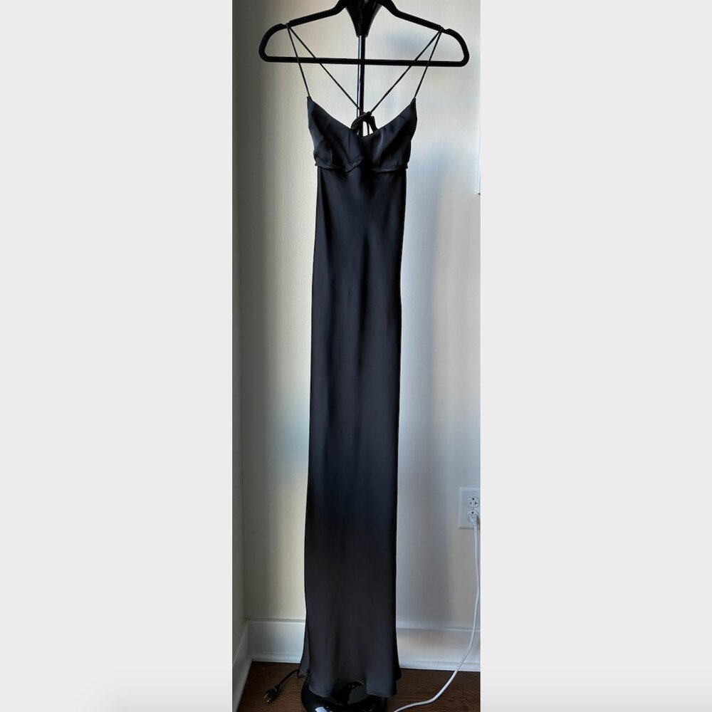 Hello Molly NWT the Samara Black Satin Maxi Dress- Size 6 - Picture 5 of 13